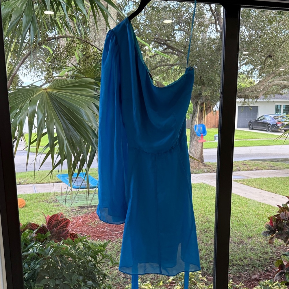Ark & Co One Shoulder Dress in Blue
